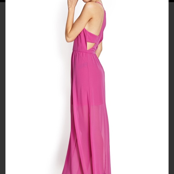 HP ⭐️ Pink maxi dress side cut out magenta gown S - Picture 2 of 6